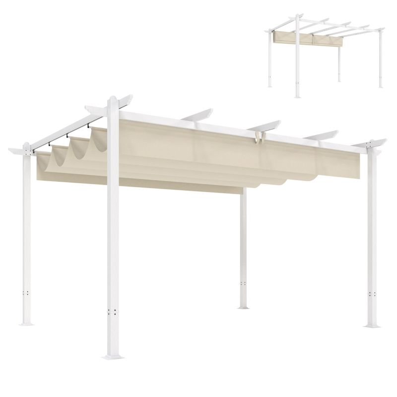 Pergola 3 x 4 m Terrassenüberdachung mit Schiebedach | UV30+ Beige