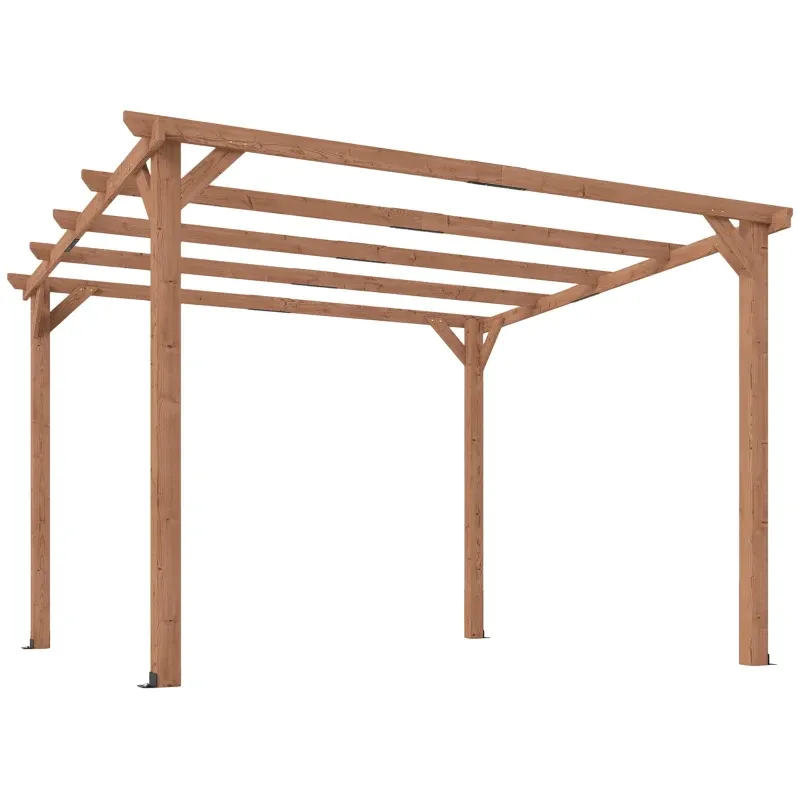 Gartenpergola 3x3 m | Fichtenholz mit Dreieckstützen &amp; 5 Querbalken | Holzfarbe