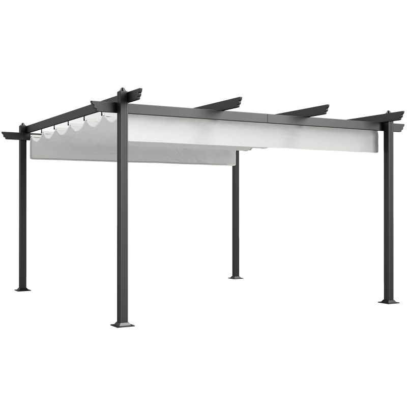 Gazebo Pergola 4x4 m mit ausziehbarem Dach | Aluminium, Polyester &amp; Metall | Weiss
