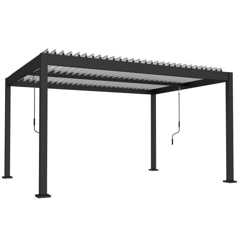 Bioklimatische Pergola, Pavillon 4 x 3 m aus Aluminium mit verstellbarem Lamellendach | Sonnenschutz | Weiss