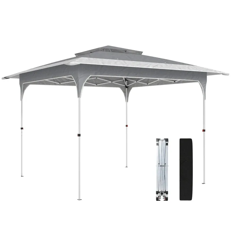 Pavillon 3,5 x 3,5 m Wasserdicht Höhenverstellbar Pop-up Faltpavillon mit Ein-Knopf-Aufbau Doppeldach | UV 50+