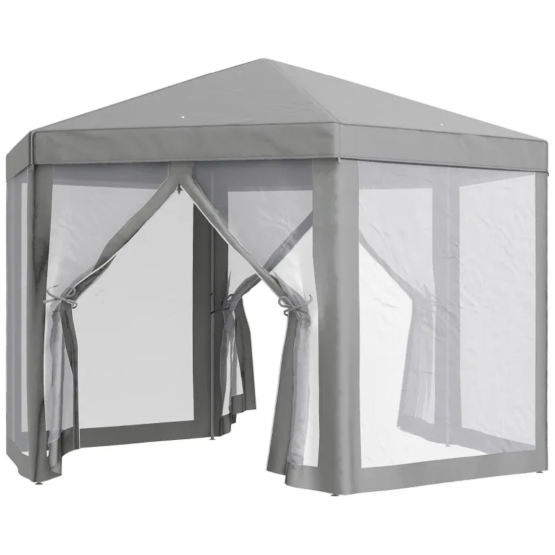 Pavillon Barnum Partyzelt, sechseckig, Cosy-Stil | Metall, Polyester | Grau