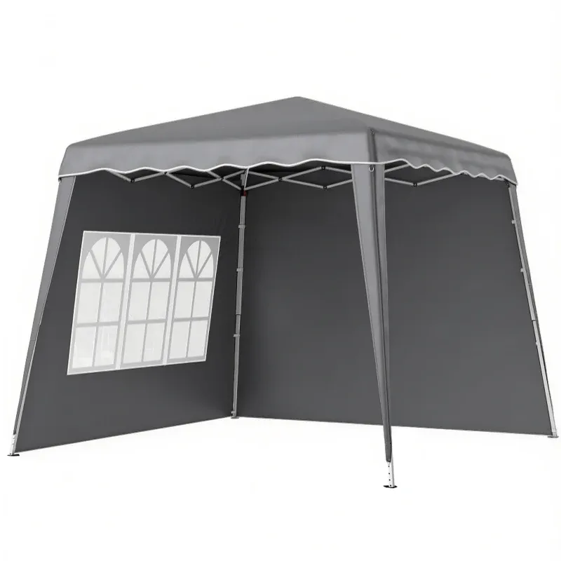 Falt-Pavillon Pop-up 2,89x2,89m Gartenpavillon mit Seitenwänden | höhenverstellbar, UV50+ Schutz | Grau