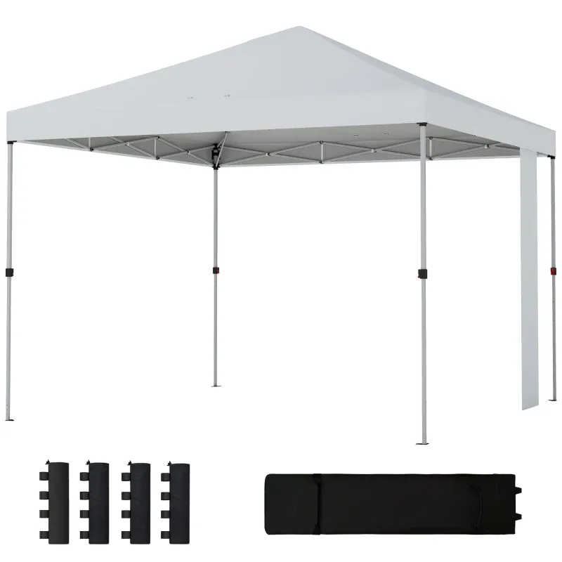 Gartenpavillon 3 x 3 m Pop-up Faltzelt UPF50+ UV-Schutz höhenverstellbar 4 Sandsäcke Rolltasche | Weiss