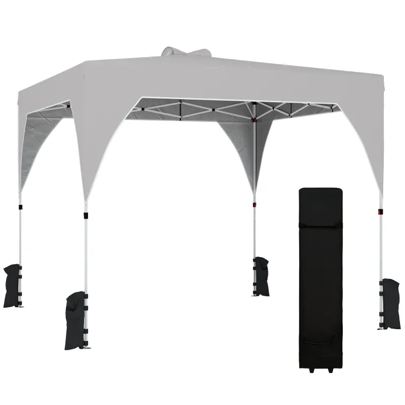 Pavillon 3x3m, wasserabweisend Stabil Pop-up Faltpavillon mit Tasche verstellbarer Höhe | UV Schutz 50+ | Grau