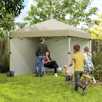 Gartenpavillon Pop-Up faltbar höhenverstellbarer Pavillon UV 30+ 2 Seitenwände inkl. Tragetasche | Beige