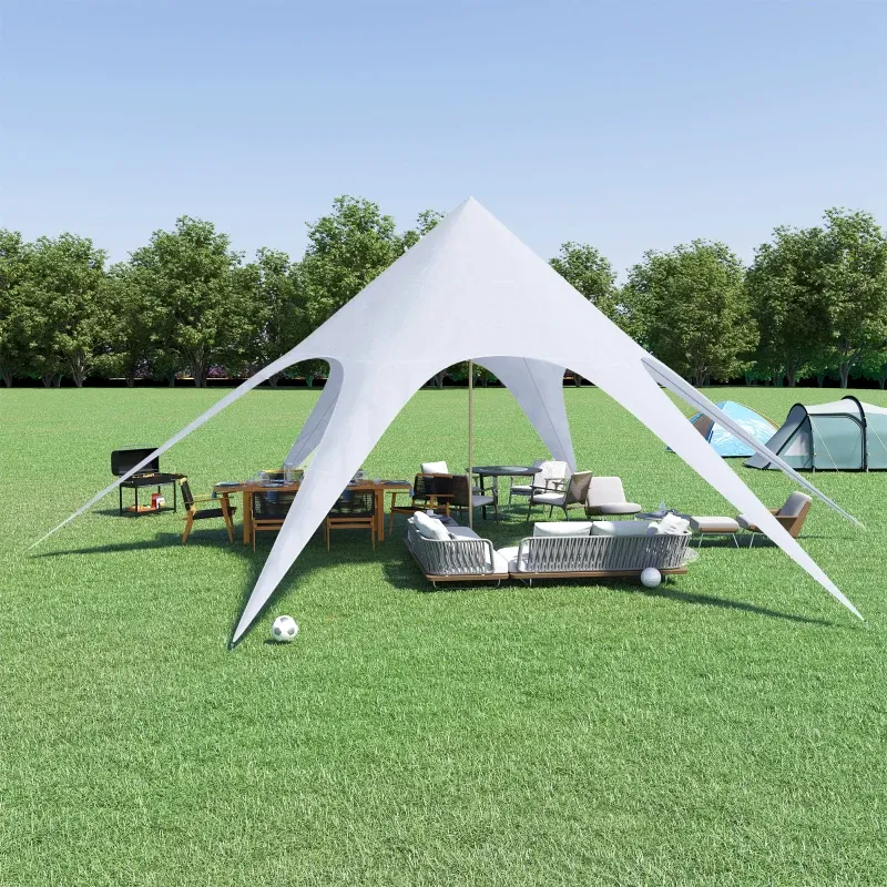 XXL Garten Zelt, Pavillon in Sternform Regenschutz Überdachung Camping Zelt 10L x 10l x 4H m | wasserdichtes 210D-Polyester