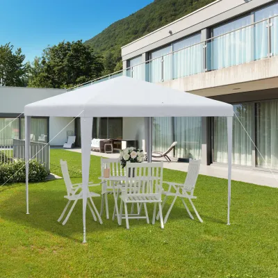 Pavillon 2,7x2,7m Rechteckig Wasserabweisend Stabil Winterfest Pavillon Partyzelt Gartenzelt Gartenpavillon Festzelt für Camping Garten | Weiss