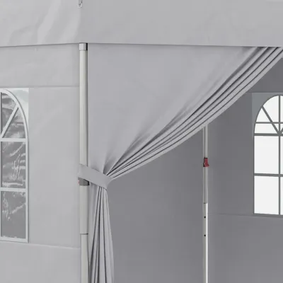 Faltbares Pop-Up Partyzelt 3 x 3 mit höhenverstellbaren Seitenwänden, Belüftungsöffnungen, Fenstern | Hellgrau
