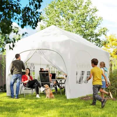 3 x 6 m Pop-Up-Pavillon mit Seitenwänden, 6 Sandsäcken, höhenverstellbarem Dach, mit Tragetasche