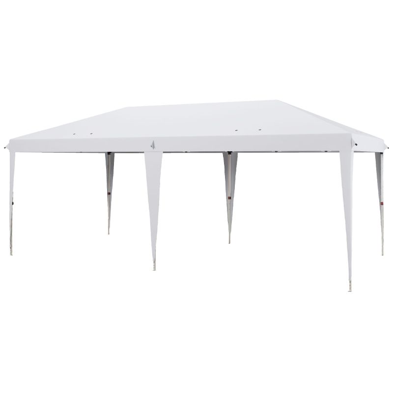 Gartenpavillon 6 x 3 m Pop-up-Falt-Pavillon mit inkludierter Tragetasche, Epoxidstahl, dichtes Oxford-Polyester | Weiss