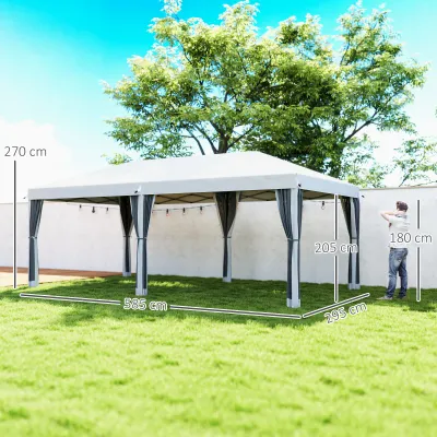 Pavillon, Garten-Gazebo 6x3 m faltbar mit Moskitonetz und Tragetasche | Creme