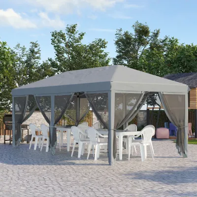 Gartenpavillon Faltbarer Pop-up 6 x 3 m mit abnehmbaren Moskitonetzen + Transporttasche | Grau