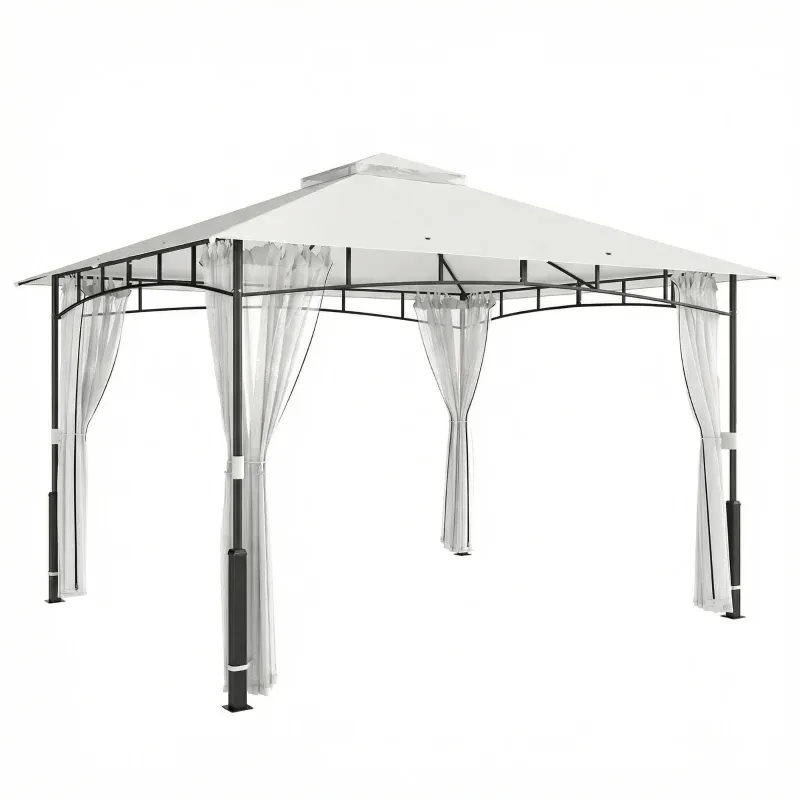 Pavillon, 3x3,6 m wasserabweisend Stabil Gartenpavillon mit Moskitonetz, Doppeldach, für Garten, Terrasse |
