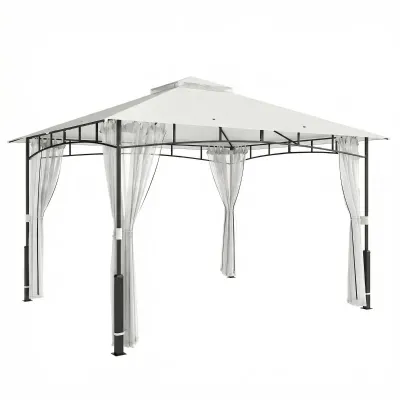 Pavillon, 3x3,6 m wasserabweisend Stabil Gartenpavillon mit Moskitonetz, Doppeldach, für Garten, Terrasse |