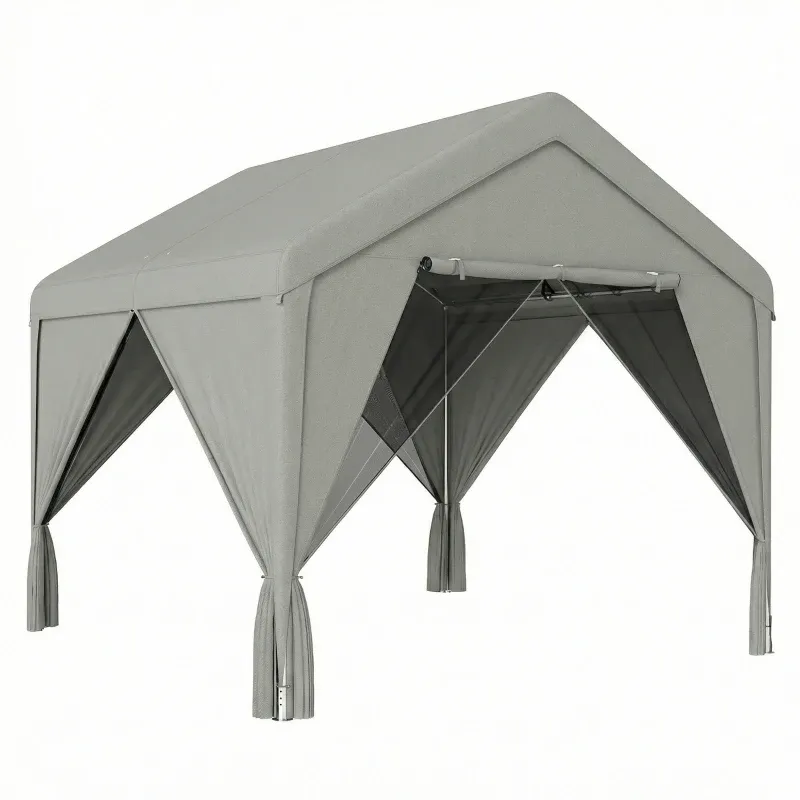 Gartenpavillon 3 x 3 m mit Moskitonetz und Vorhängen | Grau