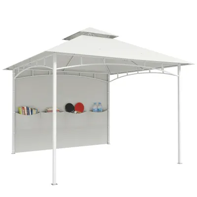Pavillon, Garten-Gazebo 3x3 m mit Vorhängen, Aufbewahrungstaschen, Deckenhaken, Doppeldach, | UV30+, Creme