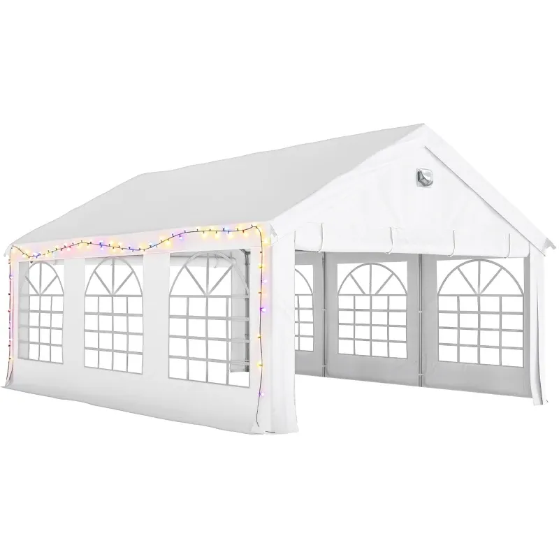 Robustes Partyzelt, Festzelt, Pavillon 4 x 6 m mit Fenstern für Hochzeit und Veranstaltungen mit 4 abnehmbaren Seitenwänden