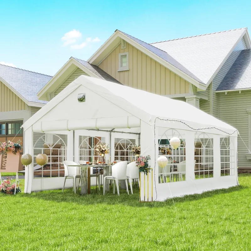 Robustes Partyzelt, Festzelt, Pavillon 4 x 6 m mit Fenstern für Hochzeit und Veranstaltungen mit 4 abnehmbaren Seitenwänden