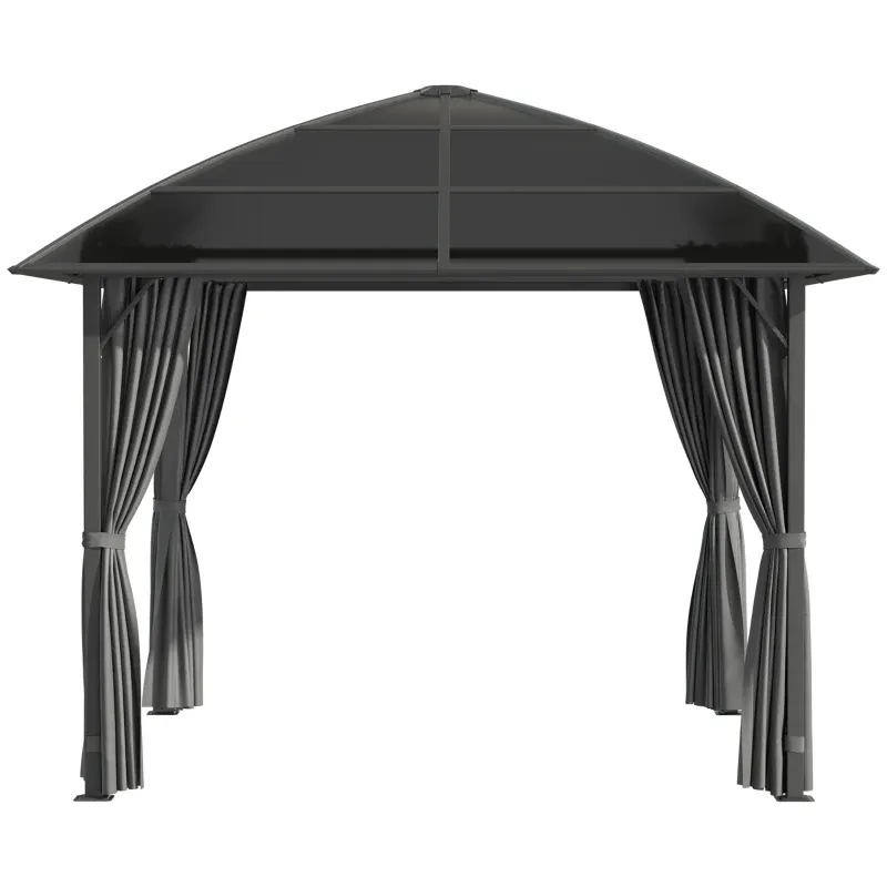 Luxus-Gartenpavillon mit festem Polycarbonat Dach, Seitenwände 3 x 3 m | dunkelgrau
