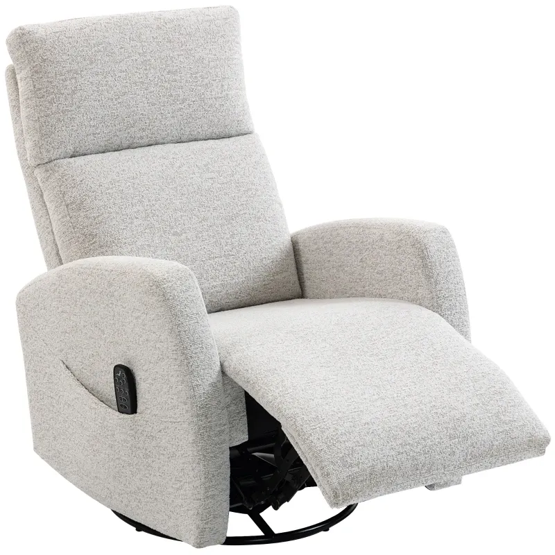 Verstellbarer Massagesessel mit Heizung, Relaxsessel aus Chenille, verstellbare Rückenlehne, 360° drehbar | Creme