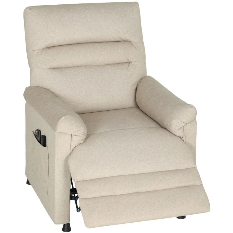 ​Verstellbarer Massagesessel mit Fusstütze, Heizung, 8 Massagepunkten und 5 Modi, Samtstoff | Beige