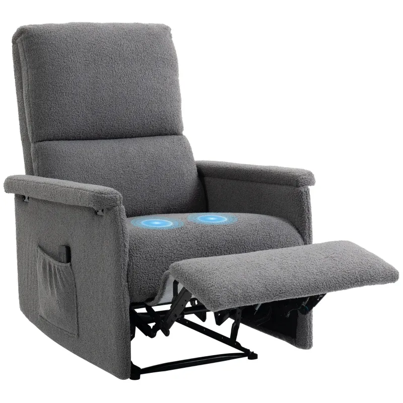Massage-Sessel mit Liegefunktion, Relaxsessel, verstellbare Rückenlehne, grosser Sitz, Fusstütze, 69x84x99cm | grau