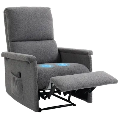 Massage-Sessel mit Liegefunktion, Relaxsessel, verstellbare Rückenlehne, grosser Sitz, Fusstütze, 69x84x99cm | grau