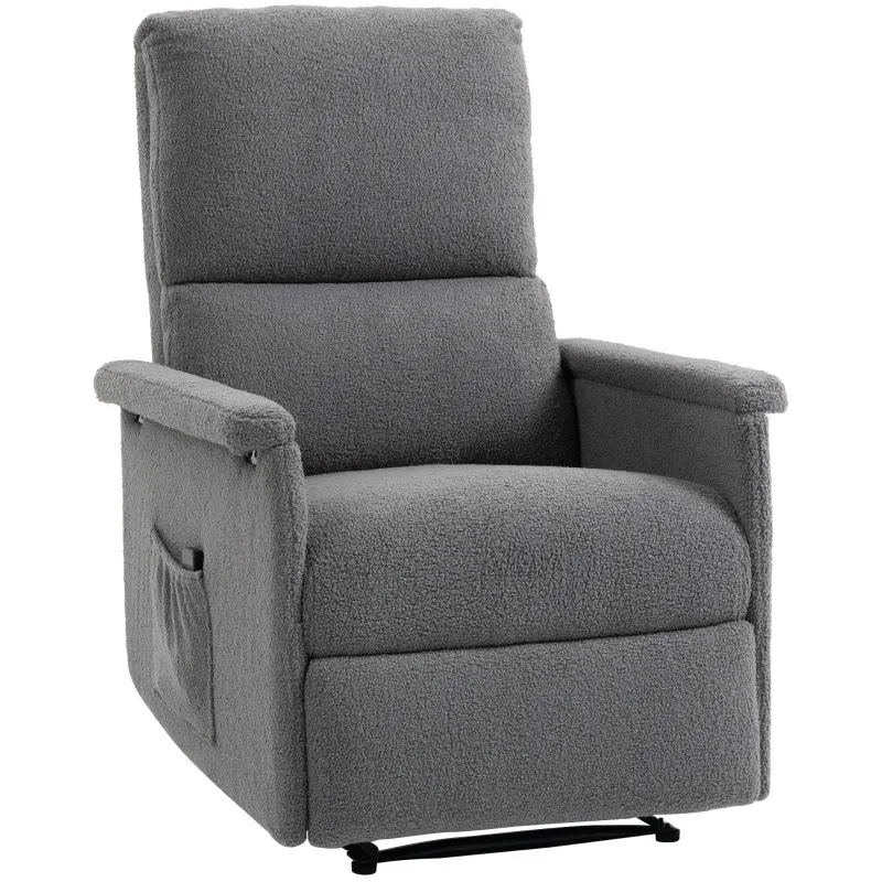 Massage-Sessel mit Liegefunktion, Relaxsessel, verstellbare Rückenlehne, grosser Sitz, Fusstütze, 69x84x99cm | grau