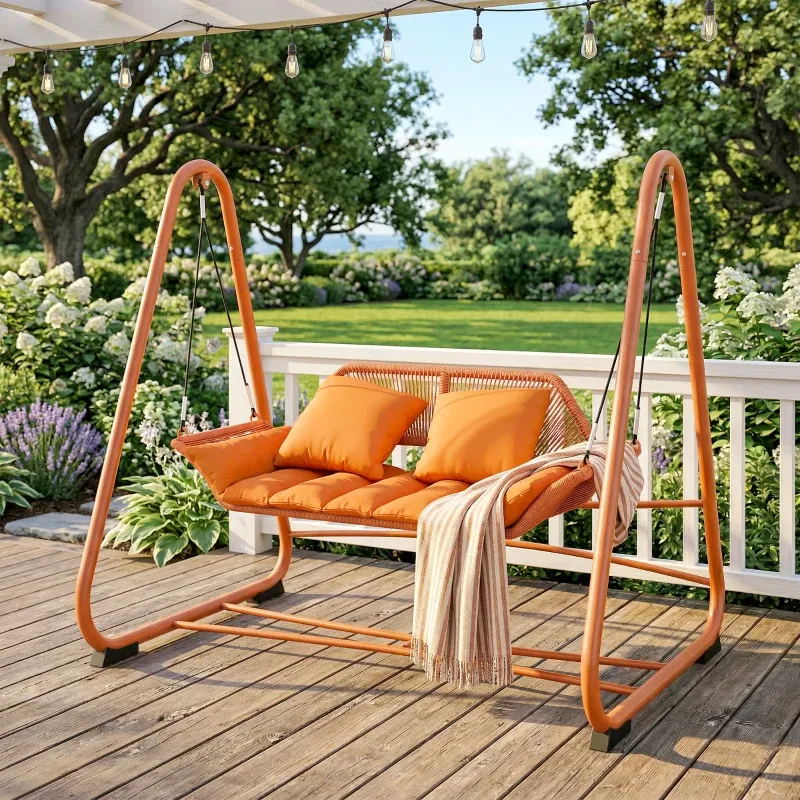 Hollywoodschaukel mit Liege-Funktion, 3 Sitzer, 200 x 125 x 170 cm, Weiss