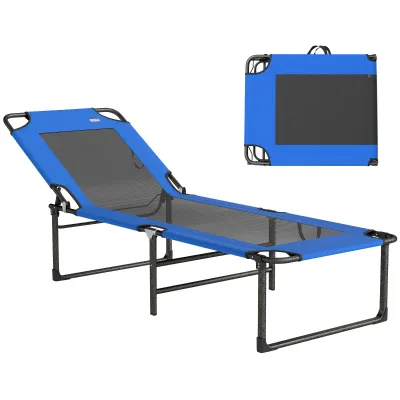 Sonnenliege, Gartenliege 4 Positionen verstellbar, klappbarer Stuhl mit Griff | Blau Sonnenliege, Gartenliege 4 Positionen verstellbar, klappbarer Stuhl mit Griff | Blau