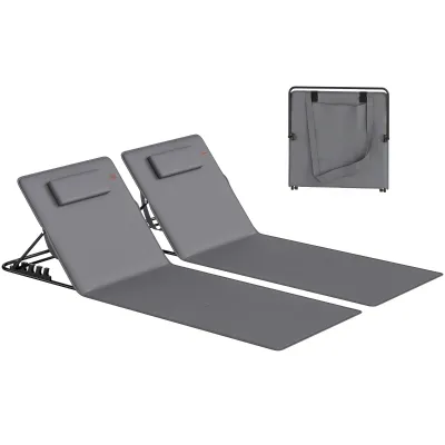 2er Set Strandmatte mit Verstellbarer Rückenlehne klappbar leicht Strandliege mit Kopfkissen 2er Set Strandmatte mit Verstellbarer Rückenlehne klappbar leicht Strandliege mit Kopfkissen