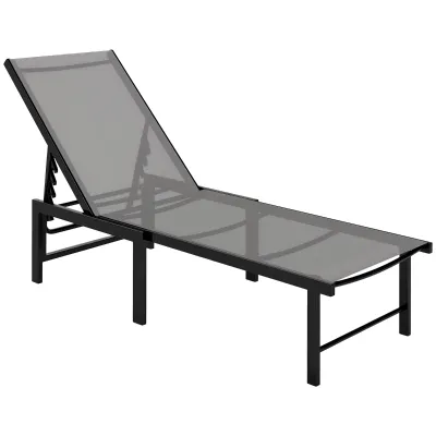 Sonnenliege, Gartenliege, verstellbare Liege 5 Positionen, Textilene-Sitz | grau