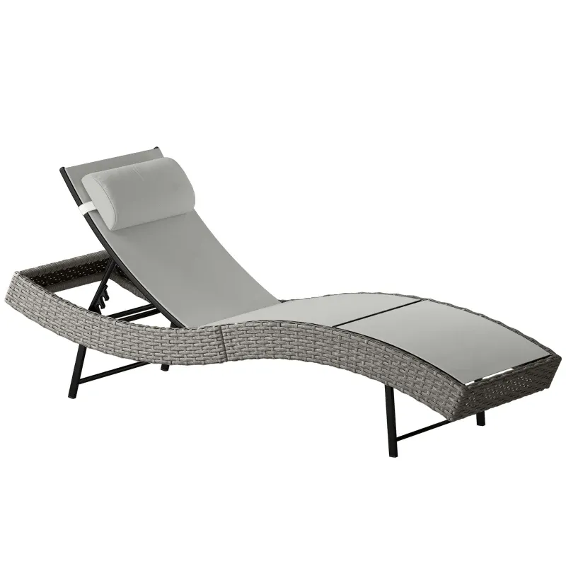 Rattan Sonnenliege S-förmige Gartenliege mitverstellbarer Rückenlehne und Kopfstütze