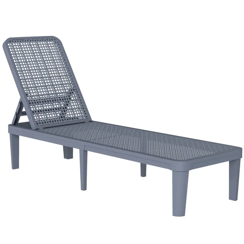 Garten-Sonnenliege mit 4-fach verstellbarer Rückenlehne 191x55x35,5 cm | Dunkelgrau