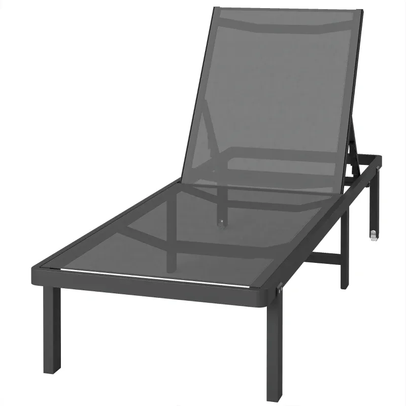 Sonnenliege Gartenliege mit Rollen - 4-fach verstellbar - Textilene 530 g/m² | Dunkelgrau