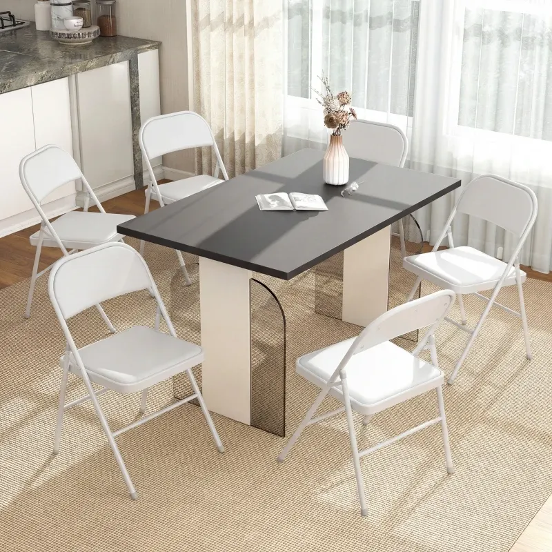 Set mit 6 Klappstühlen klappbare Esszimmerstühle Stahlrahmen 45 x 46 x 78 cm | weiss