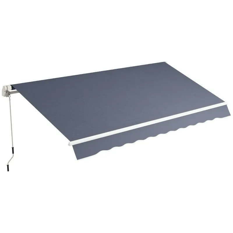 Sonnenstore, Aussenmarkise mit Gelenkarmen, aufrollbar mit Kurbel, 360x250 cm | Grau
