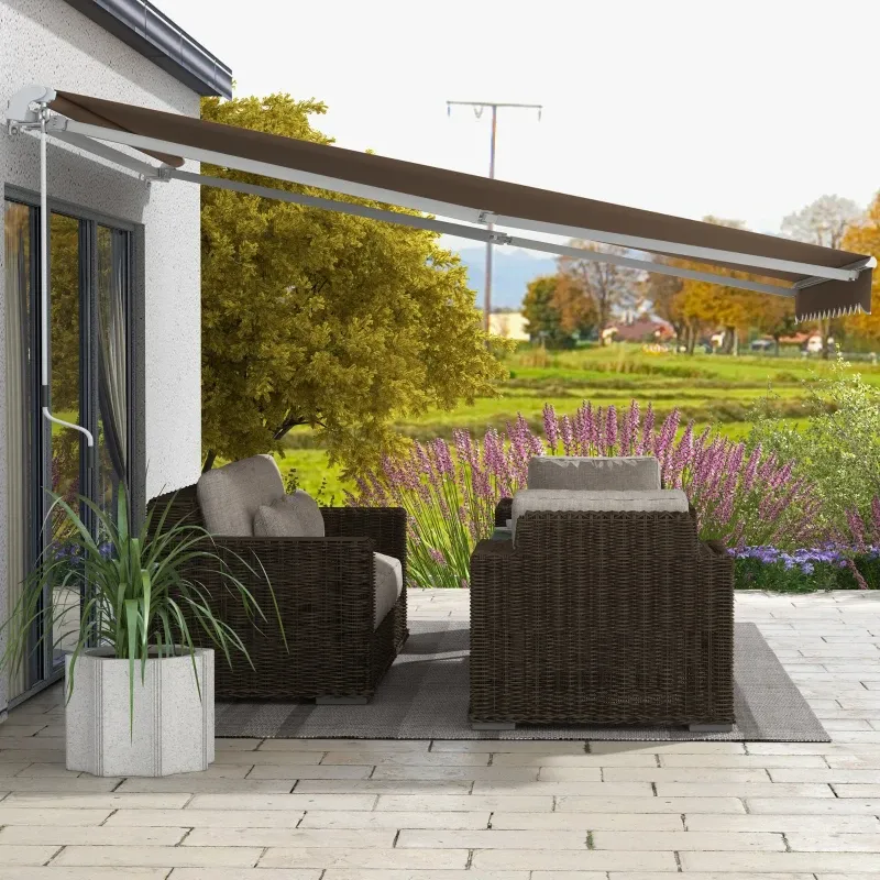 Sonnenstore, Gelenkarmmarkise für den Aussenbereich mit Kurbel, 350x250 cm | Braun