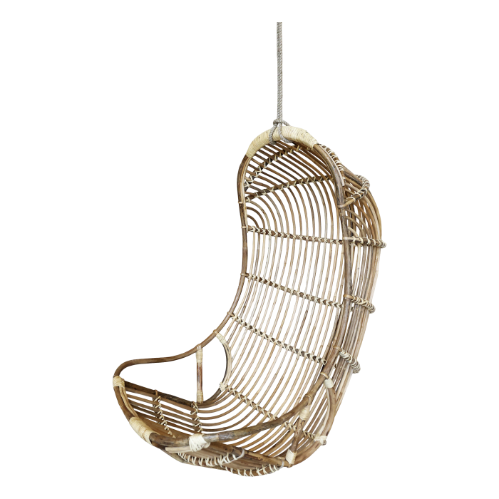 Hängestuhl, Hängeschaukel aus braun-beigem Rattan, H117/L72/B72 cm | natur
