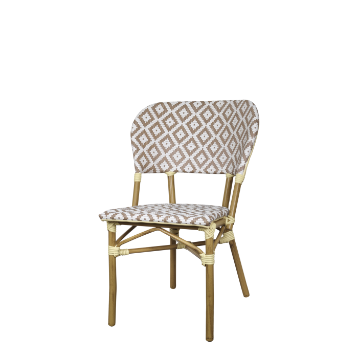 La Rochelle Bistrostuhl geflochten 45 cm H82/L62/B53 cm | creme und latte, 2er-Pack