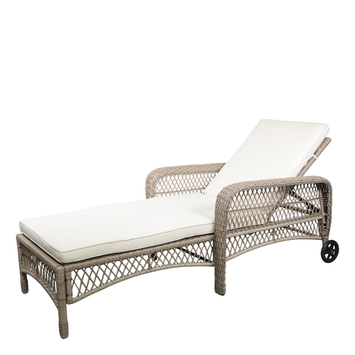 Liegestuhl mit Räder geflochten H55/L185/B80 cm | natur