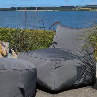 2er Set Loungestuhl / Loungesitz für draussen H65/L80/B75 cm | kohle