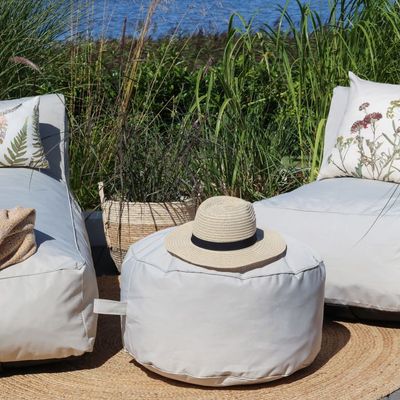 2er Set Lounge Puff für draussen H32/D60 cm | beige