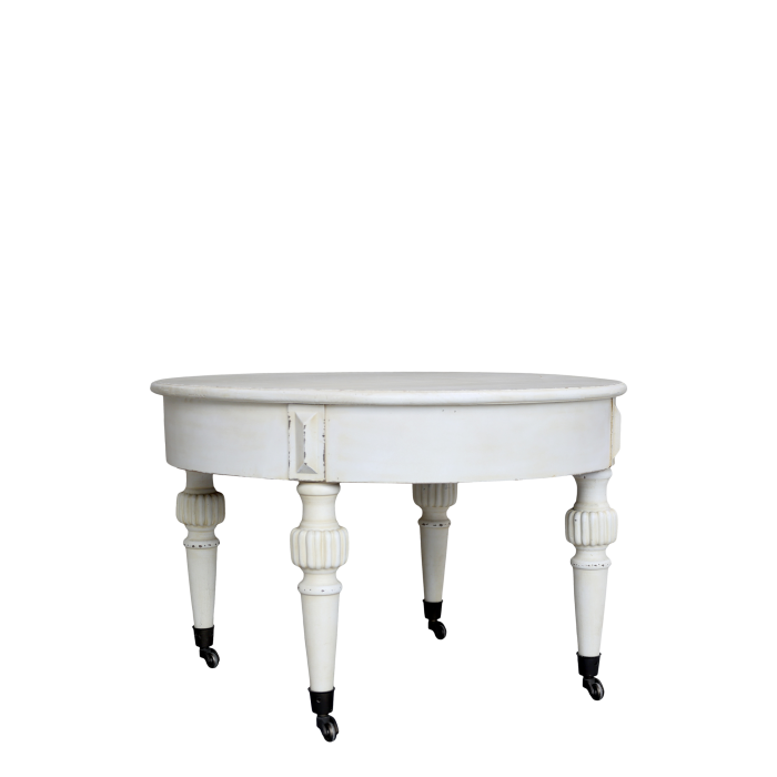 Marie Antoinette Sofatisch mit Räder H46/D70 cm | antique creme