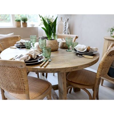Massiver Esstisch aus Recyclingholz H76/D120 cm | natur