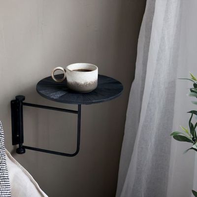 2er Set Tisch für Wand / Wandtisch H45,5/D35 cm | kohle
