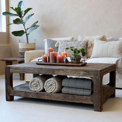 Grimaud Sofatisch mit Regal H46/L127/B76 cm | natur