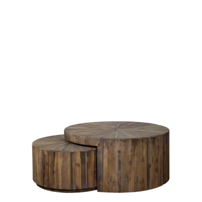 2er Set Sofatisch Couchtisch H38/D81,5 cm | natur