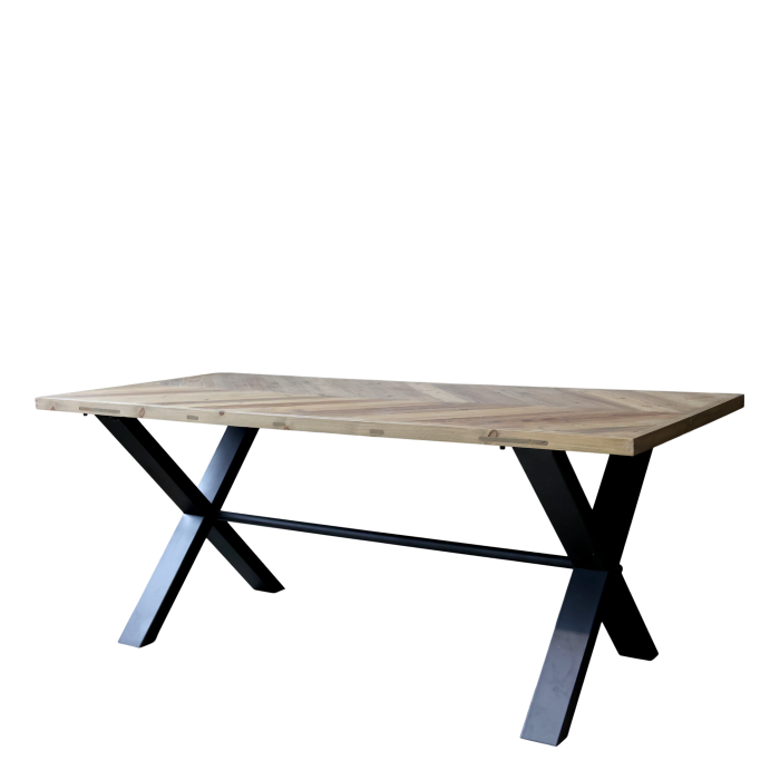 Massiver Esstisch mit Fischgrätenmuster H77/L200/B90 cm | natur Massiver Esstisch mit Fischgrätenmuster H77/L200/B90 cm | natur